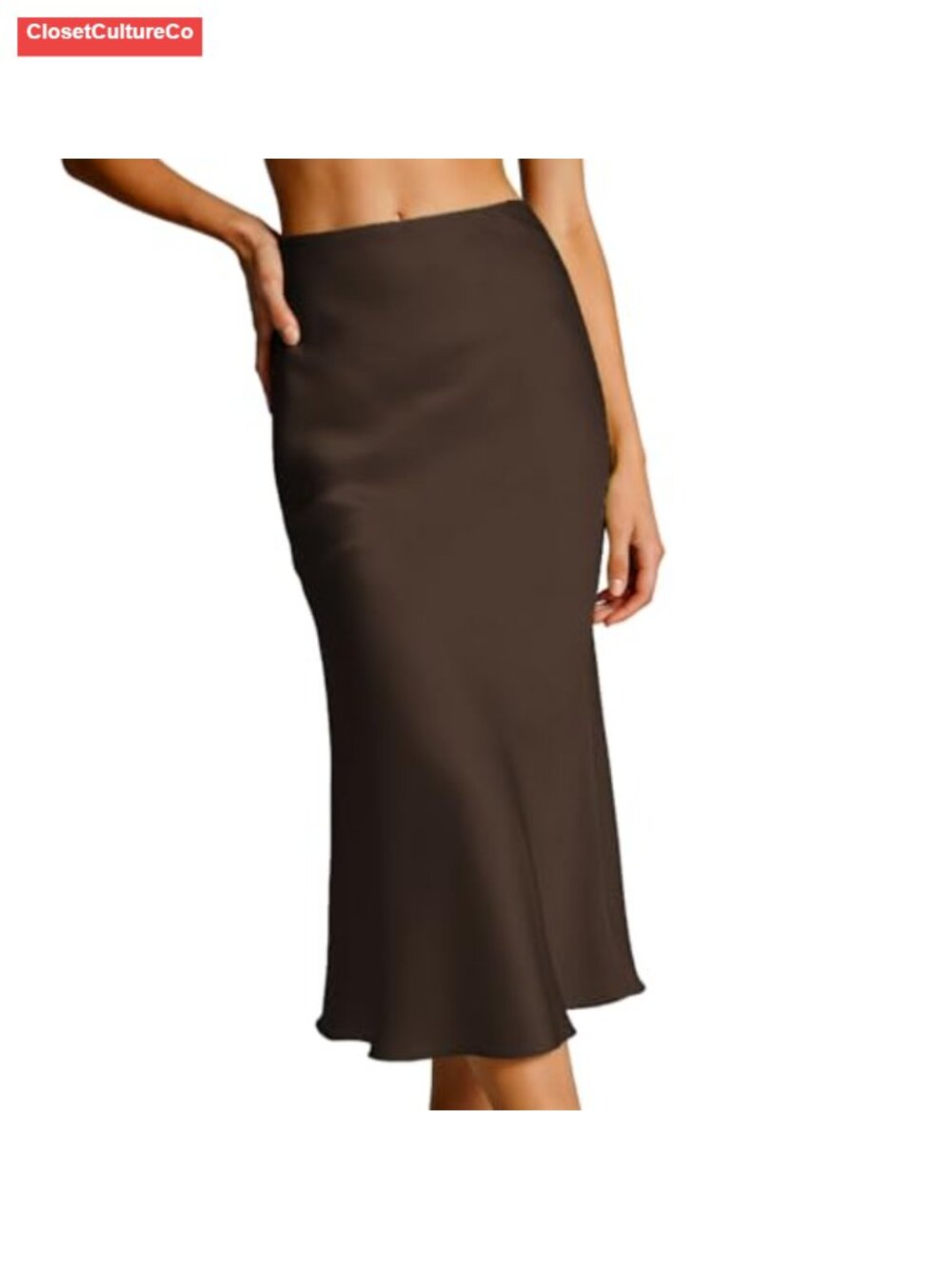 Satin Midi Skirt High Waisted A-Line Long Skirt for Casual or Formal
